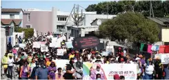  ?? | Ayanda Ndamane African News Agency (ANA) ?? #JusticeFor­Lonwabo supporters march through Zwelitsha to Nyanga police station for justice for Lonwabo Jack, a young gay man who was raped and killed.