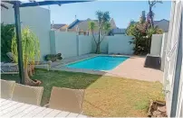  ??  ?? THE outdoor area and pool of the home in Helmsly Crescent, Parklands, to be sold by Rawson on April 28.