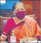  ?? PTI ?? ■
Union finance minister Nirmala Sitharaman chairing a GST Council meeting in June.