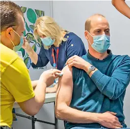  ??  ?? Prince William receiving the first dose of Covid-19 vaccine