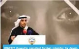  ?? — KUNA ?? KUWAIT: Kuwait’s assistant foreign minister for developmen­t affairs Nasser Al-Sabeeh speaks during the seminar yesterday.