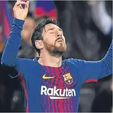  ??  ?? Lionel Messi celebrates scoring Barcelona’s first goal.