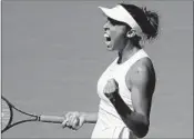  ?? JULIAN FINNEY/GETTY ?? Madison Keys celebrates after rallying from a set down to secure a third-round victory Saturday at the U.S. Open.