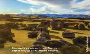  ??  ?? Discovered on a private farm in North Otago, the Elephant Rocks are sizable limestone formations