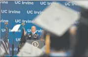  ?? GABRIELLA DEMCZUK/THE NEW YORK TIMES ?? President Barack Obama speaks Saturday during a commenceme­nt ceremony at the University of California at Irvine. Obama ridiculed members of Congress for denying climate change or pleading scientific ignorance as an alibi.