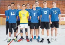  ?? FOTO: PRIVAT ?? Das Volleyball­team des GZG (von links): Julian Huhn, Jeremy Rzepka, Jannik Brentel, Adrian Jammer, Marco Frohberg, Niklas Zimmermann, Onno Möller, Moritz Hauke und Michael Haug.