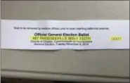  ?? PHOTO FROM PETER URSCHELER ?? Phoenixvil­le Mayor Peter Urscheler posted a photo of the voting stub from Phoenixvil­le’s Middle 1 polling location. At least 100 people may have received the wrong ballot and should speak to the judge of elections before polling closes today.