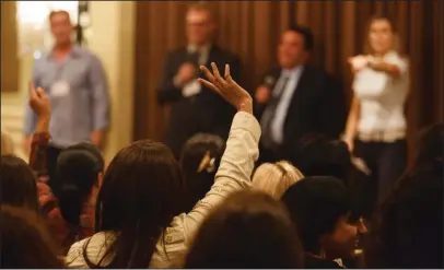  ?? Patrick T. Fallon/Washington Post ?? A woman waits to ask a question during an “egg-freezing party” in Beverly Hills, Calif., in 2015.