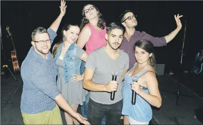  ?? ANCELENE MACKINNON/JOURNAL PIONEER ?? The cast of “After Dark” from left, Aaron Ellis, Kristena McCormack, Brielle Ansems, Ben Aitken, Michael Peters, and Marli Trecartin. Opening night is Aug. 31 in Summerside at Brothers 2.