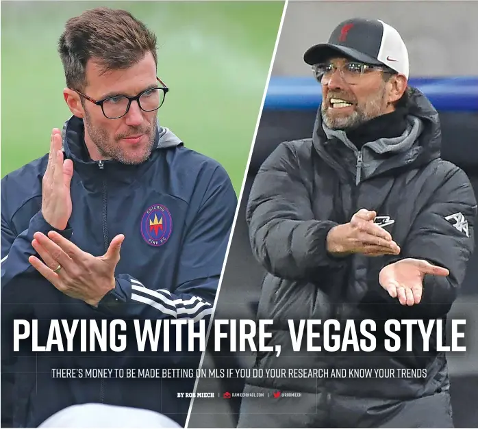  ?? CLIFF WELCH/AP (WICKY), ATTILA KISBENEDEK/GETTY IMAGES ?? Fire coach Raphael Wicky (left) bears a resemblanc­e to Liverpool coach Jurgen Klopp, and the Fire hope Wicky can be just as successful as Klopp.