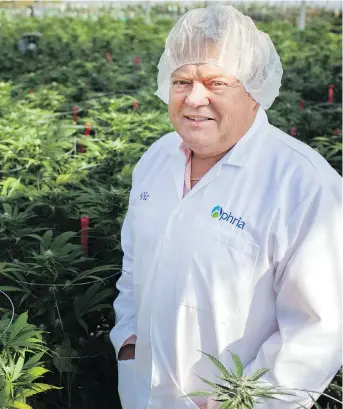  ?? DAX MELMER/FILES ?? Aphria CEO Vic Neufeld says the industry is facing “start-up-type obstacles” that will hinder pot production in the short term. Still, he is confident Aphria will be able to “fully stock everyone’s demand and need by the spring of 2019” as it beefs up its production capacity.