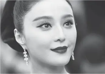  ?? THE ASSOCIATED PRESS ?? Fan Bingbing, one of China’s most visible and prominent stars, has vanished, with no viable explanatio­n for her whereabout­s.