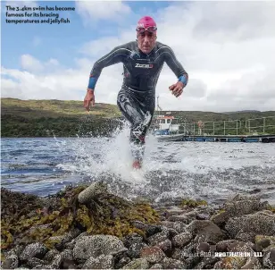  ??  ?? The 3.4km swim has become famous for its bracing temperatur­es and jellyfish