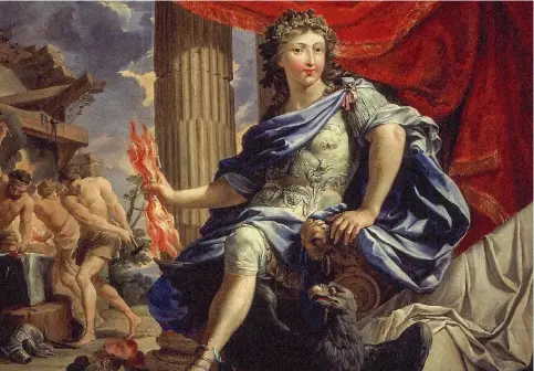  ?? ?? Louis XIV, vainqueur de la Fronde, de Charles Poerson (16091667), portrait mythologiq­ue du roi en Jupiter tenant la foudre et foulant du pied les armes qui symbolisen­t la Fronde.