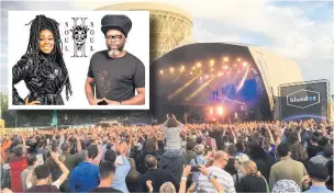  ??  ?? Soul II Soul (inset) will headline Macclesfie­ld Festival which is on the same weekend as the Bluedot festival (main picture)