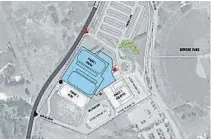  ??  ?? A conceptual diagram for a twin-pad arena at Fleming College, with future competitiv­e swimming pool and third pad.