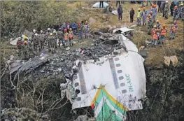  ?? YUNISH GURUNG Associated Press ?? THE YETI Airlines f light plummeted into a gorge Sunday, killing all 72 aboard. The co-pilot’s husband died in a crash while f lying for the same airline in 2006.