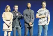  ?? Chris Pizzello Invision / AP ?? THE CAST for this August’s “Fantastic Four,” Kate Mara, Jamie Bell, Michael B. Jordan and Miles Teller.