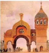  ?? FOTOS: AWG ?? „Das große Tor von Kiew“, gemalt von Viktor Hartmann, ist das Schlussbil­d der „Bilder einer Ausstellun­g“.