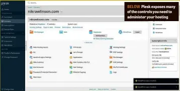  ?? ?? BELOW Plesk exposes many of the controls you need to administer your hosting