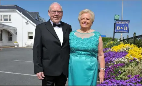  ??  ?? John and Maisey Meehan, Rosemount B&B who were awarded the Irish Hospitalit­y Awards Borders Winner of the Bed and Breakfast