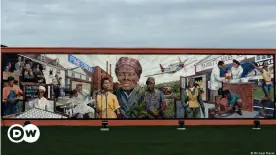  ??  ?? A mural painting by Michael Rosato showing Harriet Tubman