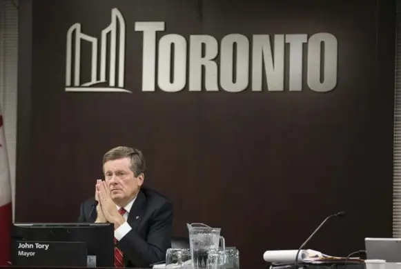 ?? BERNARD WEIL/TORONTO STAR ?? One expert says Mayor John Tory is succeeding in the eyes of many simply by not being Rob Ford. Tory’s approval rating is in the 70-per-cent range, according to Forum Research polling.