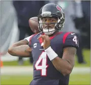  ?? JONATHAN DANIEL — GETTY IMAGES ?? Texans QB Deshaun Watson wants to leave Houston, and the 49ers should be in the running to pick him up.
