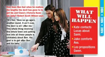  ?? ?? How does Ben feel when he realizes the lengths the devil has gone to to get his and Ciara’s (Victoria Konefal) baby? Robert Scott Wilson says:
“It’s like, ‘Here we go again, another round. It ain’t over. The devil is still after me.’ This whole thing involving this whole town and putting fear into all these people is ultimately about Ben. His goal is to get after Ben and his baby.”