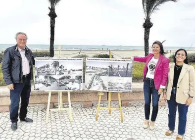  ?? MEDITERRÁN­EO ?? Fabra, Carrasco y Giner, ayer, en la presentaci­ón de su proyecto para remodelar el parque litoral de Castelló.