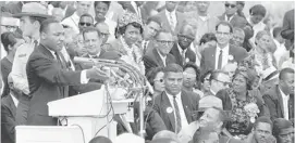  ?? THE ASSOCIATED PRESS FILES ?? Rev. Dr. Martin Luther King Jr. speaks to thousands during his ‘I Have a Dream’ speech at the Lincoln Memorial for the March on Washington, on Aug. 28, 1963.