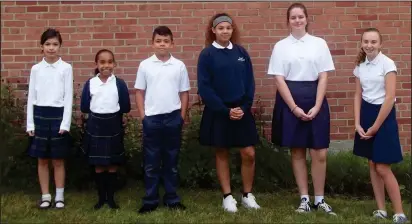  ?? Photo courtesy Greater Woonsocket Catholic Regional School System ?? Good Shepherd Catholic Regional School has announced its September Students of the Month. The theme for this month was “Co-operation.” Pictured from left are: third-grader Sofia Yakut, fourth-grader Analia Duran, fifth-grader Caleb Andre, sixth-grader Yaileen Rodriguez, seventh-grader Emma Ergott, and eighth-grader Brooke Duguay.