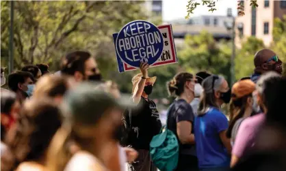  ?? Photograph: Jordan Vonderhaar/Getty Images ?? Abortion rights activists rally at the Texas State Capitol on 11 September in Austin, Texas.