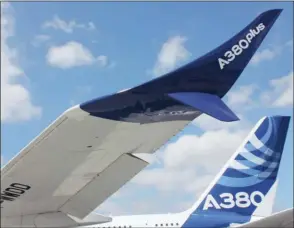  ?? ALEXIS ROCHER ?? L’A380plus se distingue avec ses ailettes marginales installées au bout des ailes.