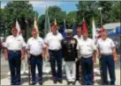  ??  ?? Members of Marine Corps League 288 join U.S. Marine Corps Lt. Gen. Ronald S. Coleman at a memorial ceremony on Saturday, May 26. Pictured are Gary Novotny, Rich Micolucci, Tom Anderlonis, Coleman, Mike Fleming, Sal Davito and Amy Neiley.