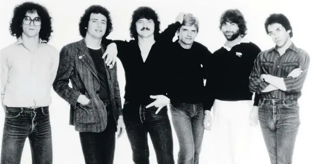  ??  ?? Toto’s lineup at the time of its self-titled debut: Bobby Kimball (lead and backing vocals), Steve Lukather (guitars, lead and backing vocals), David Paich (keyboards, lead and backing vocals), Steve Porcaro (keyboards, vocals), David Hungate (bass)...