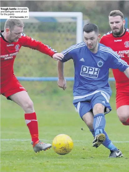  ?? 051216arma­dale_011 ?? Tough battle Armadale and Bathgate went all out for the points