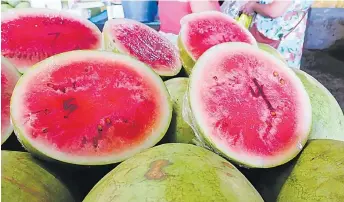  ?? Picture: ZIFIRAH VUNILEBA ?? Watermelon­s galore at the Suva market.