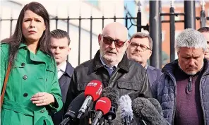  ?? Picture: JONATHAN PORTER / PRESS EYE ?? From left...Grainne Taggart, Aidan’s brother Sean and cousin Brian Gormley