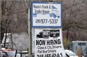  ?? (AP/Nam Y. Huh) ?? A sign seeking truck drivers is displayed at a business in Gary, Ind., in March.