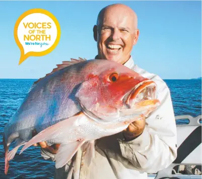  ?? FIN- TASTIC HAUL: Eddie Riddle is all smiles after catching a large- mouth nannygai. ??