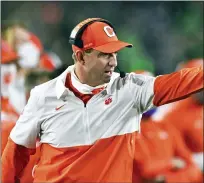  ?? MATT CASHORE — THE ASSOCIATED PRESS ?? Clemson coach Dabo Swinney still wishes his team’s game against Florida State was not postponed last week. He feels it could have been played. Clemson hosts Pittsburgh on Saturday.