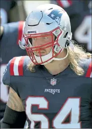  ?? AP FILE ?? Patriots offensive lineman Hjalte Froholdt could be in line to take David Andrews’ place at center Sunday vs. the Raiders.