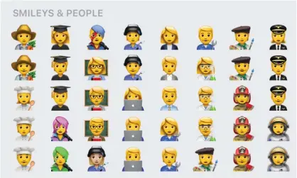  ??  ?? Apple’s new inclusive designs allow for a choice of non-binary people and couples. Photograph: Emojipedia/emojipedia.org