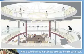  ??  ?? How a business hub in Swansea’s Palace Theatre could look.