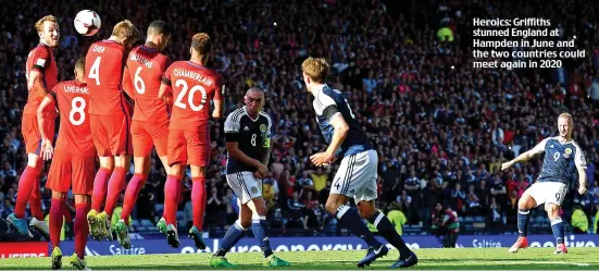 ??  ?? Heroics: Griffiths stunned England at Hampden in June and the two countries could meet again in 2020