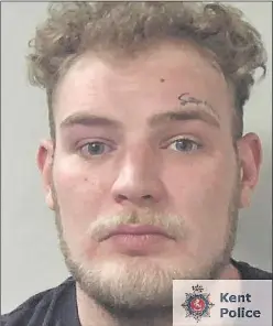  ?? Pictures: Kent Police ?? The threatenin­g messages sent to Christophe­r Sellman’s victims alongside a photo with a gun in his mouth; Sellman, right, has been jailed for more than two years