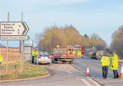  ?? Picture: Steve Macdougall. ?? Emergency services at the scene of the road traffic accident.