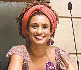  ?? REPRODUçãO / FACEBOOK ?? A vereadora Marielle Franco foi assassinad­a no último dia 14