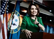  ?? J. SCOTT APPLEWHITE/AP ?? Nancy Pelosi meets with reporters at her weekly news conference on Capitol Hill on Thursday.